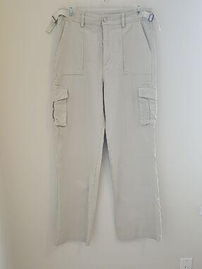 Nikkis Beach House Cargo Pants Womens Size M Beige Utility Straight Leg Cotton